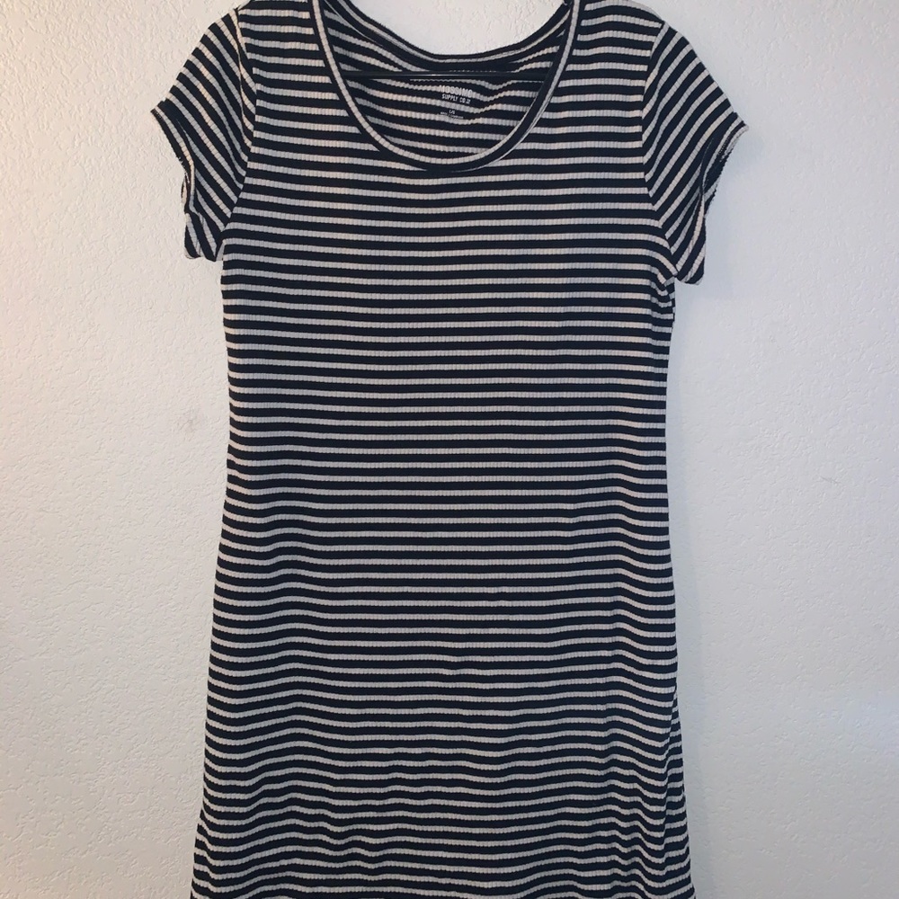 Ribbed striped T-shirt dress